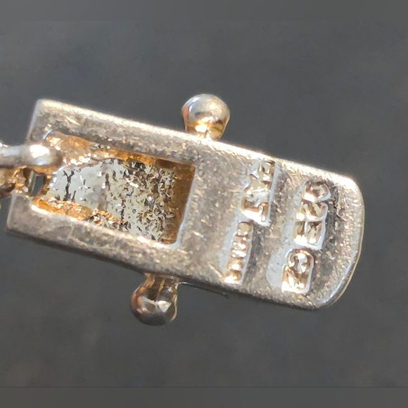 14K VERMEIL STERLING 925 BLUE AND WHITE STONE BRACELET 7 INCH - Picture 4 of 4